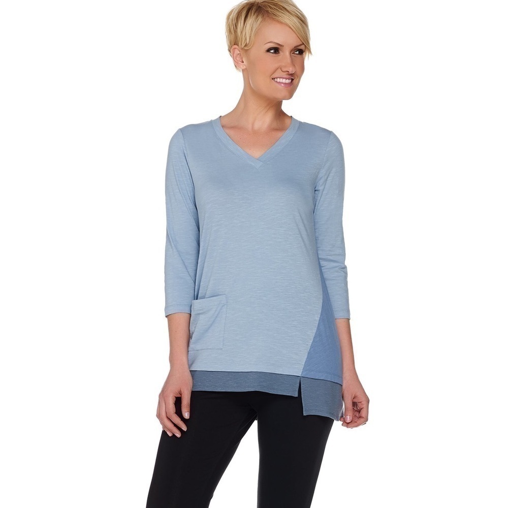 LOGO Lori Goldstein Color Block Top Shirt Small